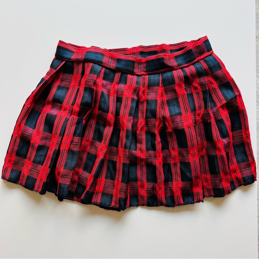 Adjustable school girl costume for fun! Size S/ red and navy blue , plaid .